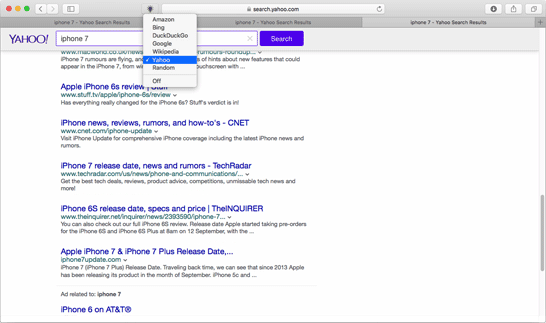 Safari search engine extension