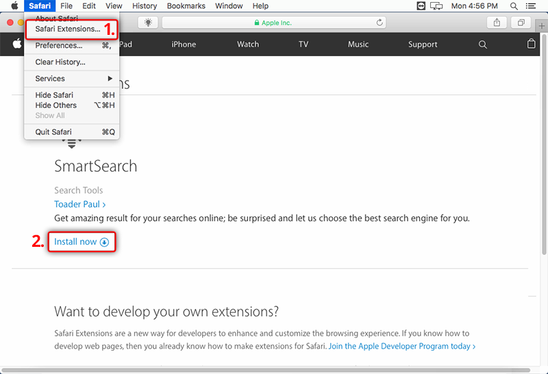 How to add an extension on Safari